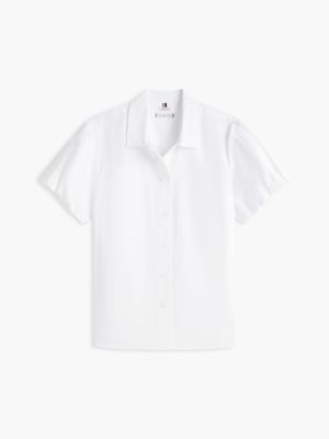 Женские рубашки Tommy Hilfiger Puff-Sleeve Poplin Shirt — фото 5