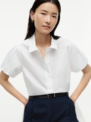 Женские рубашки Tommy Hilfiger Puff-Sleeve Poplin Shirt — фото 3