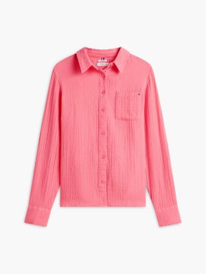 Женские рубашки Tommy Hilfiger Gauze Roll-Tab Pocket Shirt — фото 5