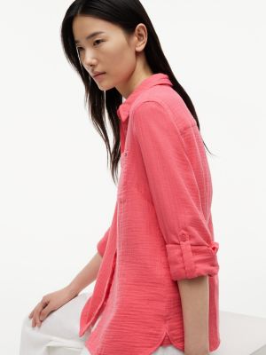 Женские рубашки Tommy Hilfiger Gauze Roll-Tab Pocket Shirt — фото 3