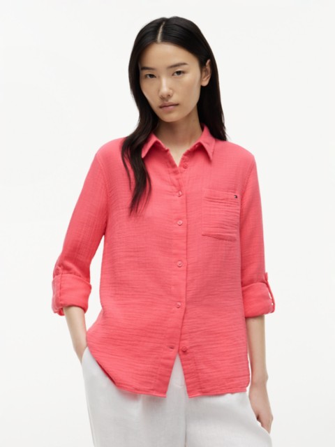Женские рубашки Tommy Hilfiger Gauze Roll-Tab Pocket Shirt