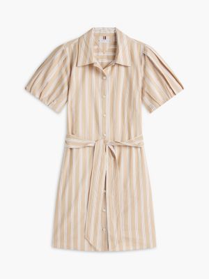 Tommy Hilfiger Striped Puff-Sleeve Poplin Shirtdress — фото 5