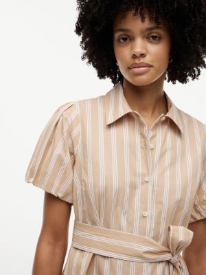 Tommy Hilfiger Striped Puff-Sleeve Poplin Shirtdress — фото 3