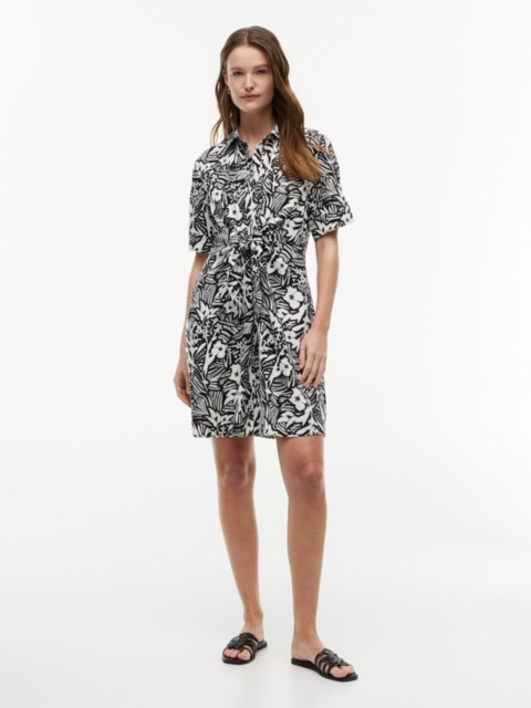 Tommy Hilfiger Tropical Print Linen-Blend Shirtdress