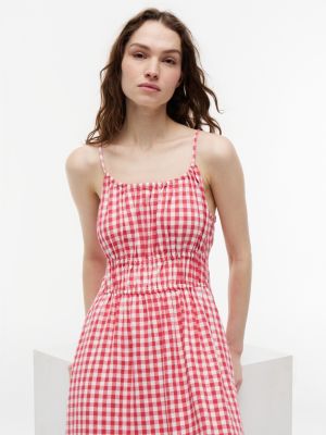 Tommy Hilfiger Gingham Shirred Linen-Blend Midi Dress — фото 2