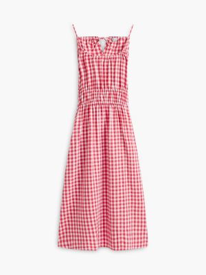 Tommy Hilfiger Gingham Shirred Linen-Blend Midi Dress — фото 5