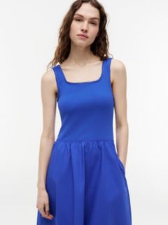 Mixed-Media Midi Tank Dress — Noble Blue 2