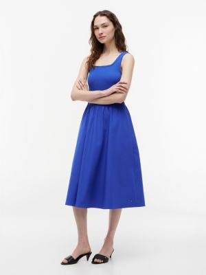 Mixed-Media Midi Tank Dress, Noble Blue