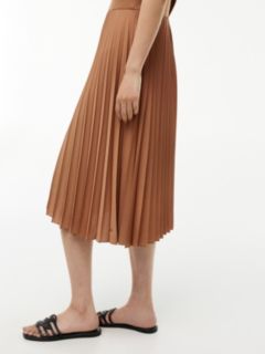 Mixed-Media Pleated Midi Dress — Summer Cognac 3
