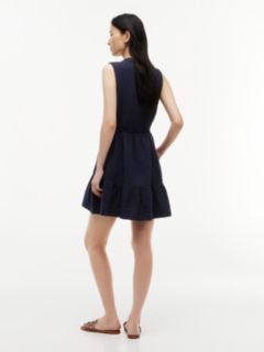 Tiered Cotton Gauze Mini Dress — Navy Blue 4