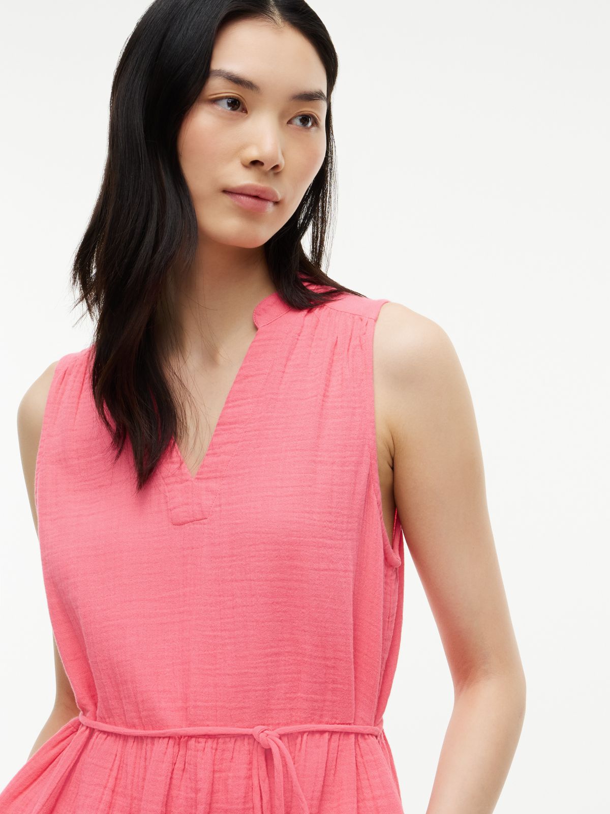 Tiered Cotton Gauze Mini Dress — Garden Rose