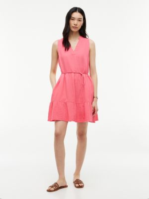 Tiered Cotton Gauze Mini Dress, Garden Rose