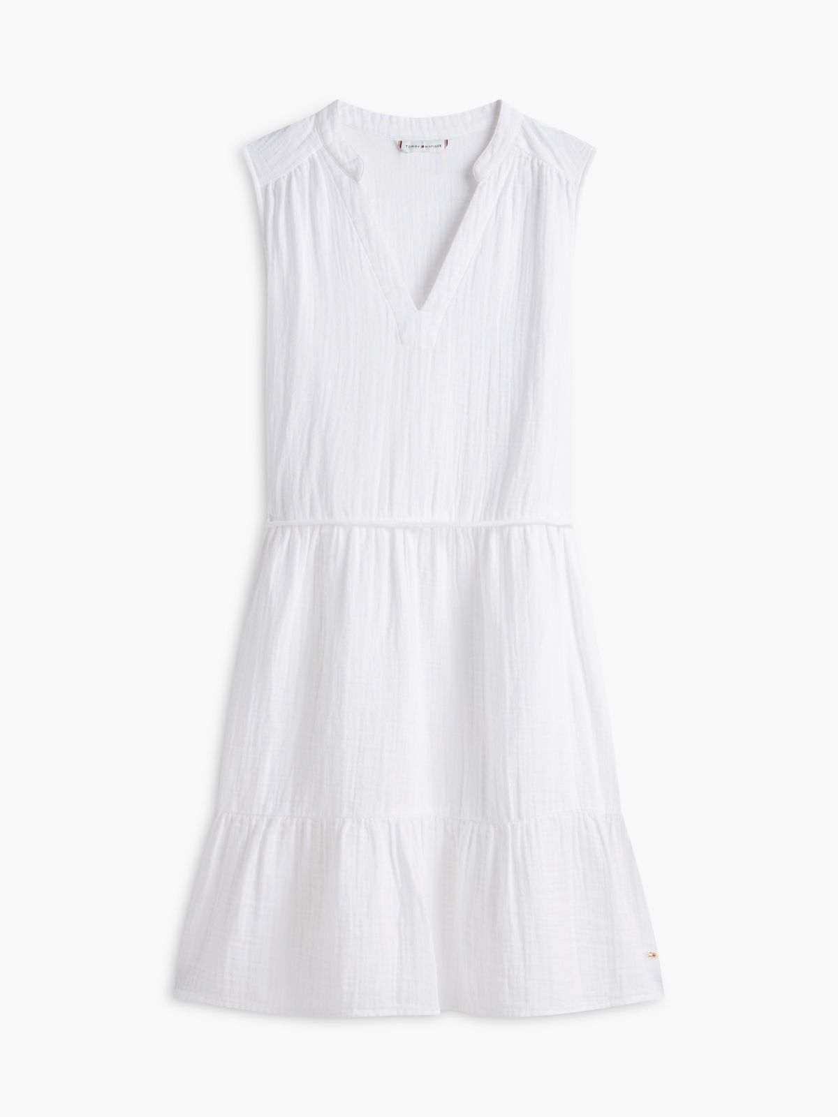 Tiered Cotton Gauze Mini Dress — Optic White