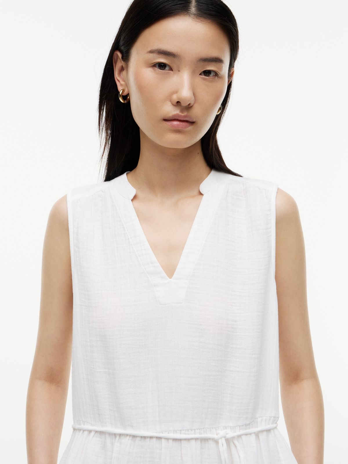 Tiered Cotton Gauze Mini Dress — Optic White