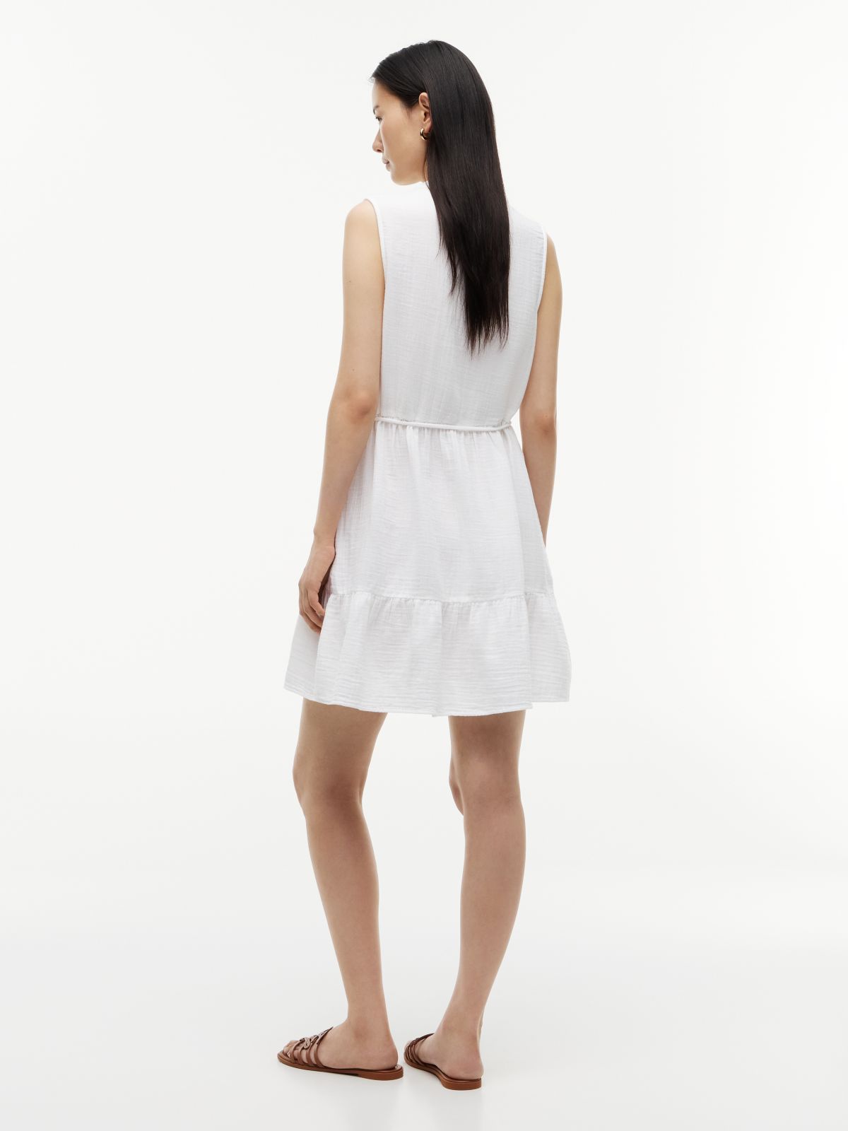 Tiered Cotton Gauze Mini Dress — Optic White