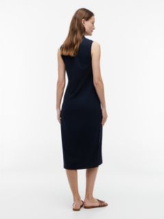 Sleeveless Pique Midi Polo Dress — Navy Blue 4