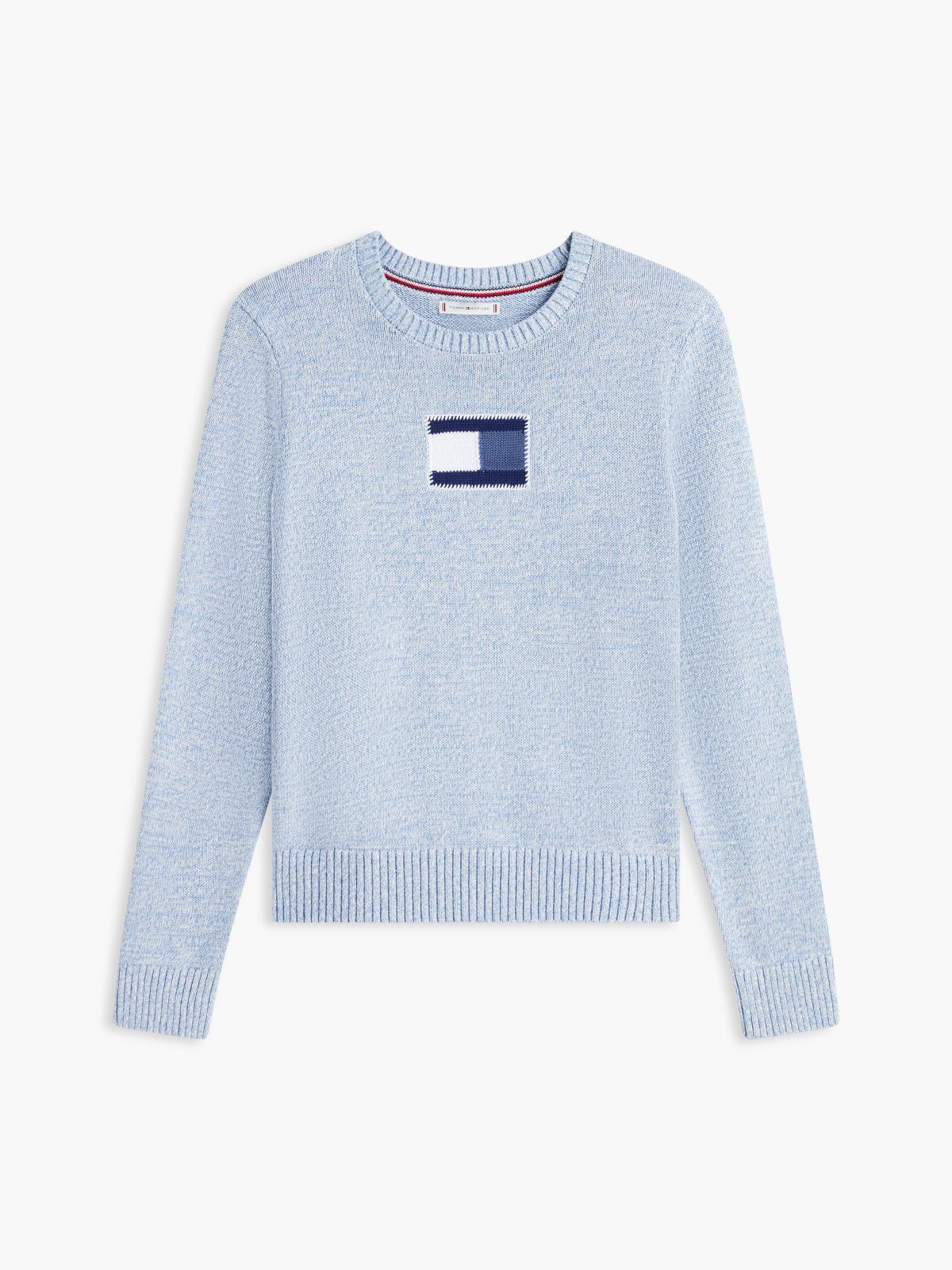 Intarsia Flag Logo Crewneck Sweater — Ecru