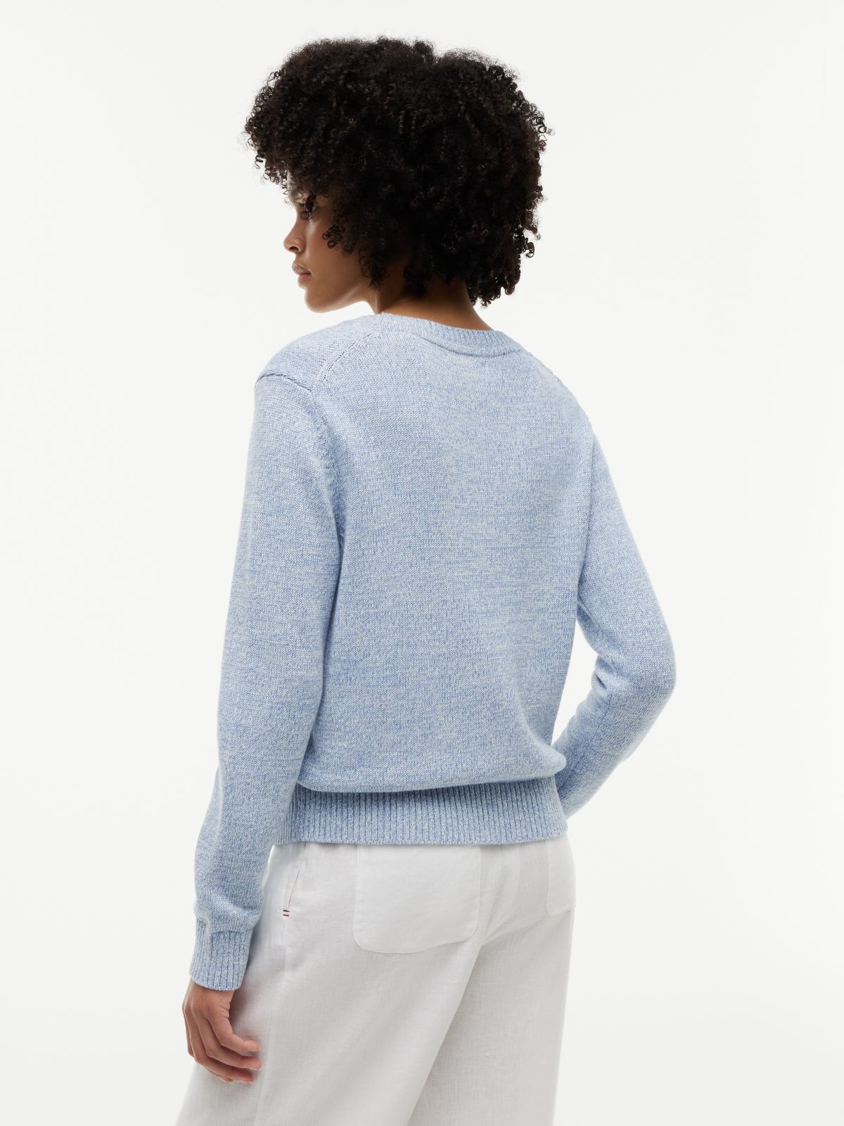 Intarsia Flag Logo Crewneck Sweater — Ecru