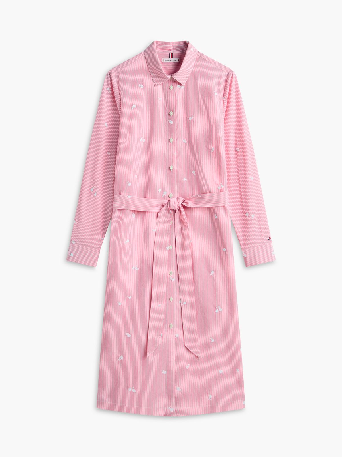 Allover Floral Striped Midi Shirtdress — Pink Alert