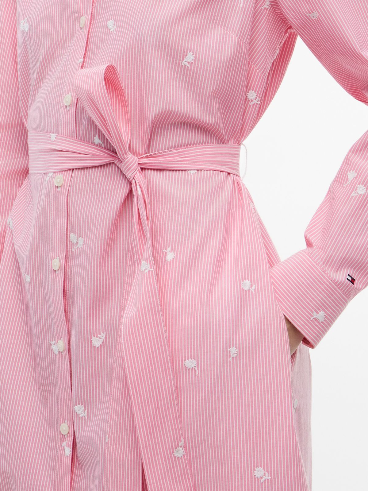 Allover Floral Striped Midi Shirtdress — Pink Alert
