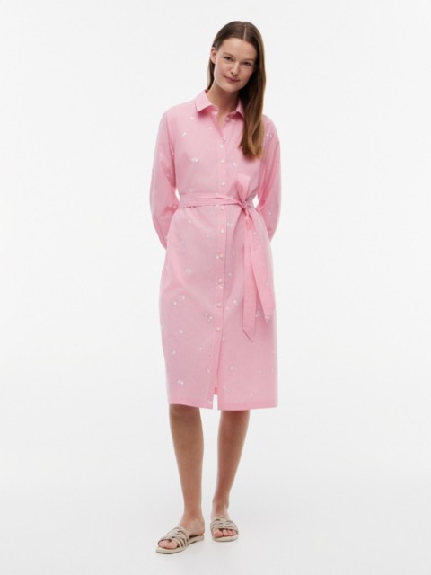 Tommy Hilfiger Allover Floral Striped Midi Shirtdress