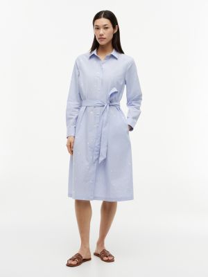 Allover Floral Striped Midi Shirtdress, Thunder Lilac