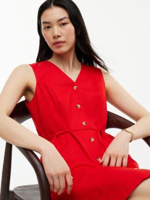 Tommy Hilfiger Sleeveless Cotton-Linen Blend Mini Dress — фото 3