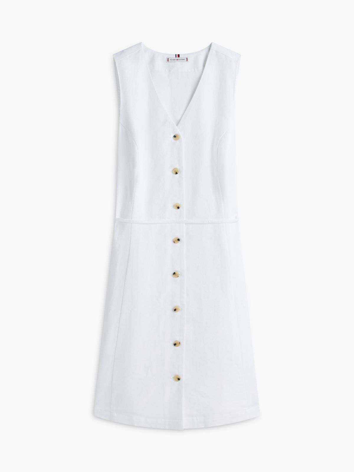 Sleeveless Cotton-Linen Blend Mini Dress — Optic White