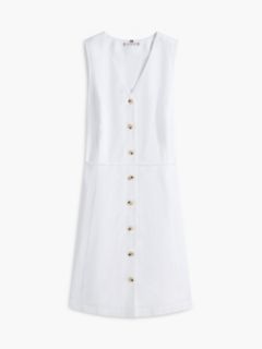 Sleeveless Cotton-Linen Blend Mini Dress — Optic White 5