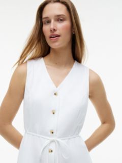 Sleeveless Cotton-Linen Blend Mini Dress — Optic White 2