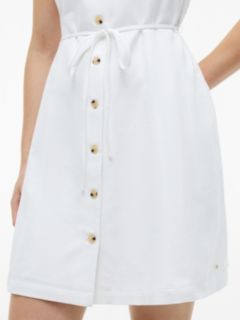 Sleeveless Cotton-Linen Blend Mini Dress — Optic White 3