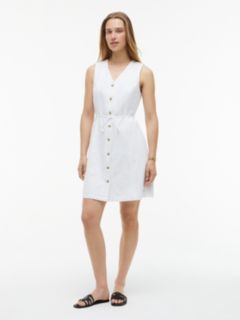 Sleeveless Cotton-Linen Blend Mini Dress — Optic White 1