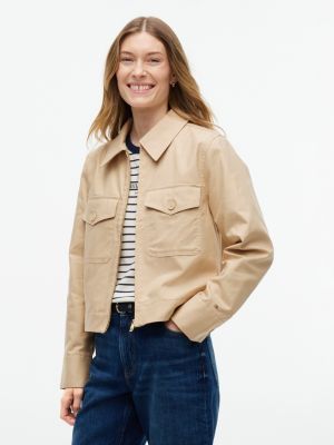 Lightweight Twill Chino Zip Jacket, Clayed Pebble