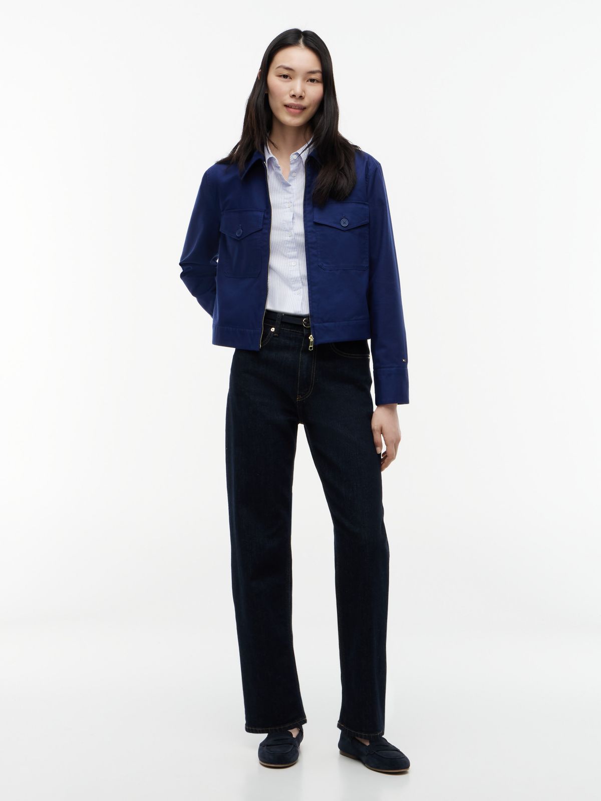 Lightweight Twill Chino Zip Jacket — Preppy Navy