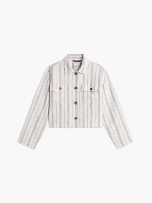 Женские куртки Tommy Hilfiger Linen-Blend Cropped Shirt Jacket — фото 5