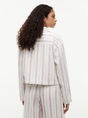 Женские куртки Tommy Hilfiger Linen-Blend Cropped Shirt Jacket — фото 4