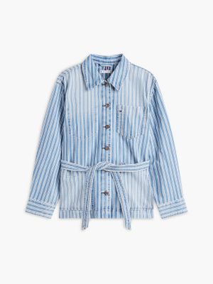 Женские куртки Tommy Hilfiger Railroad Stripe Belted Denim Jacket — фото 6