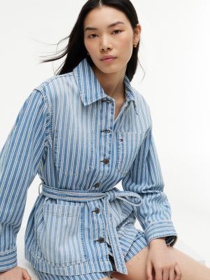 Женские куртки Tommy Hilfiger Railroad Stripe Belted Denim Jacket — фото 3