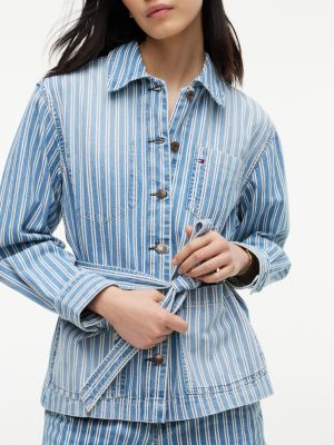 Женские куртки Tommy Hilfiger Railroad Stripe Belted Denim Jacket — фото 4