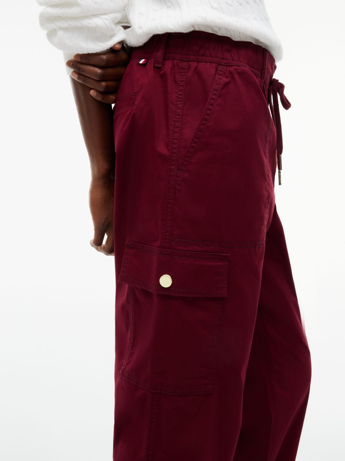 Stretch-Cotton Cargo Jogger — Burgundy