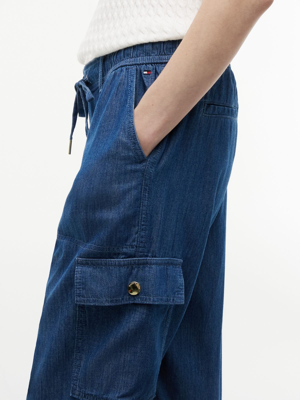 Stretch-Cotton Cargo Jogger — Dark Chambray