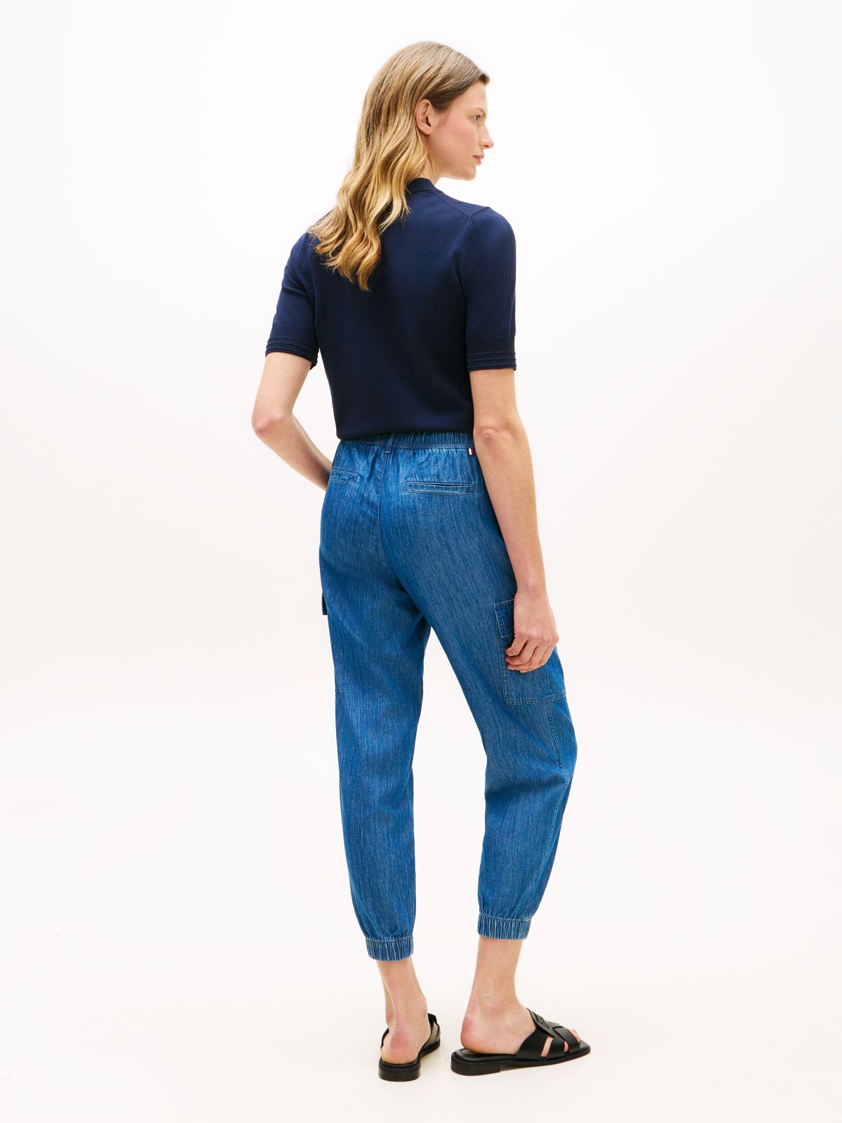 Stretch-Cotton Cargo Jogger — Dark Chambray