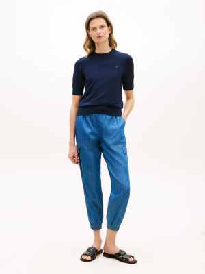 Belted Cargo Jogger, Dark Chambray