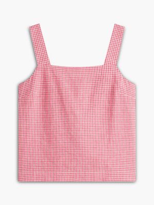 Женские топы Tommy Hilfiger Gingham Linen-Blend Tank Top — фото 5
