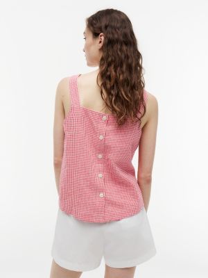 Женские топы Tommy Hilfiger Gingham Linen-Blend Tank Top — фото 4