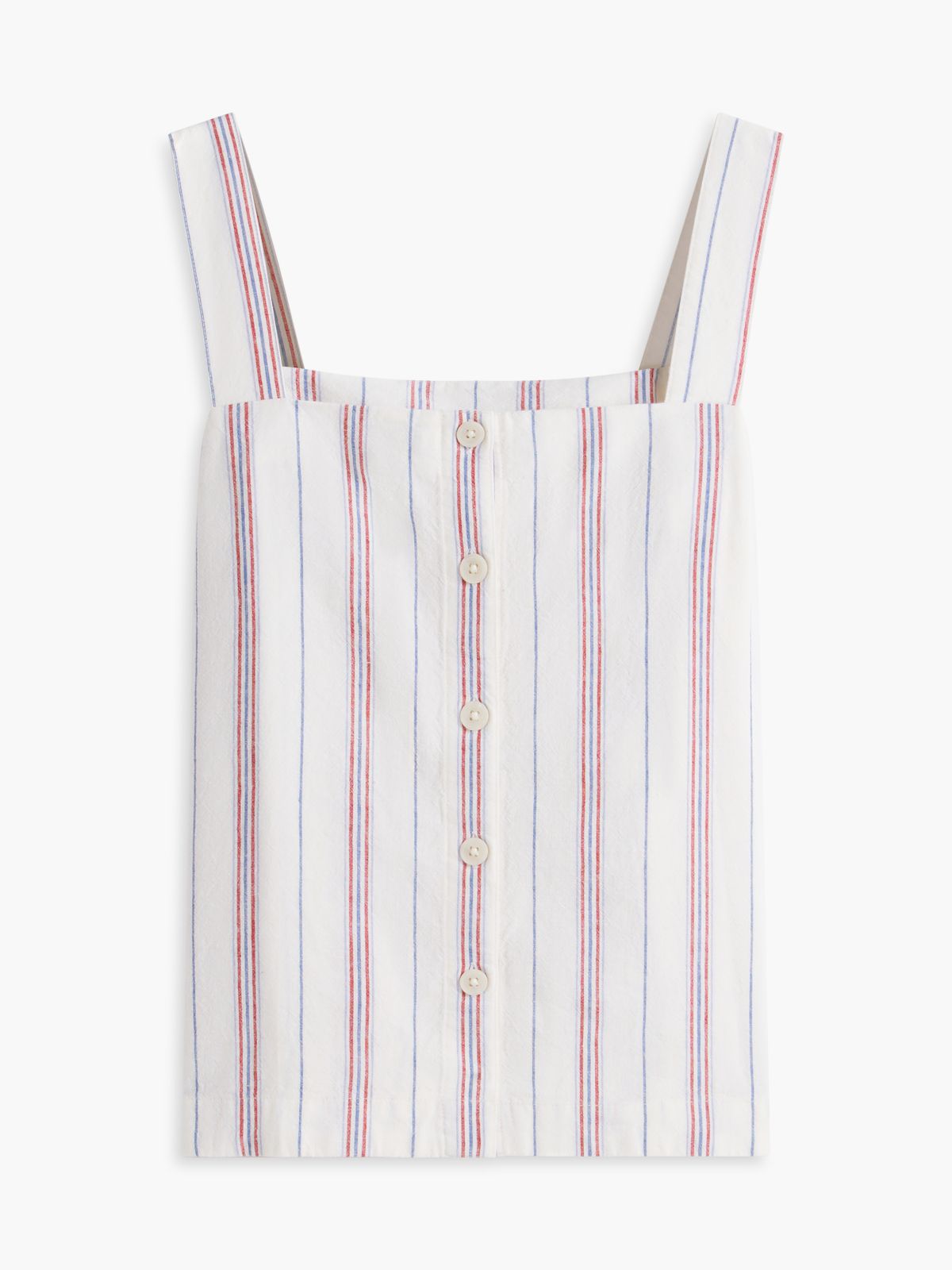 Striped Linen-Blend Tank Top — Ecru