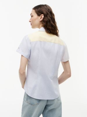 Женские рубашки Tommy Hilfiger Mixed-Stripe Stretch Oxford Shirt — фото 4