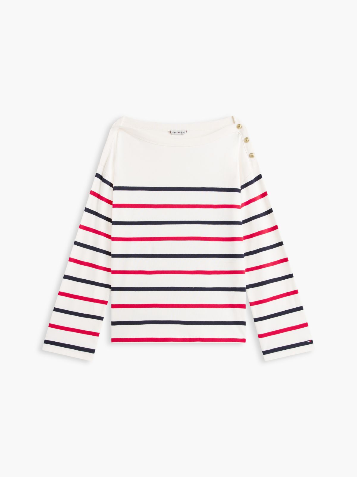 Breton Stripe Cotton Interlock T-Shirt — Ivory Silk Multi