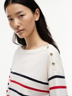 Breton Stripe Cotton Interlock T-Shirt — Ivory Silk Multi 3