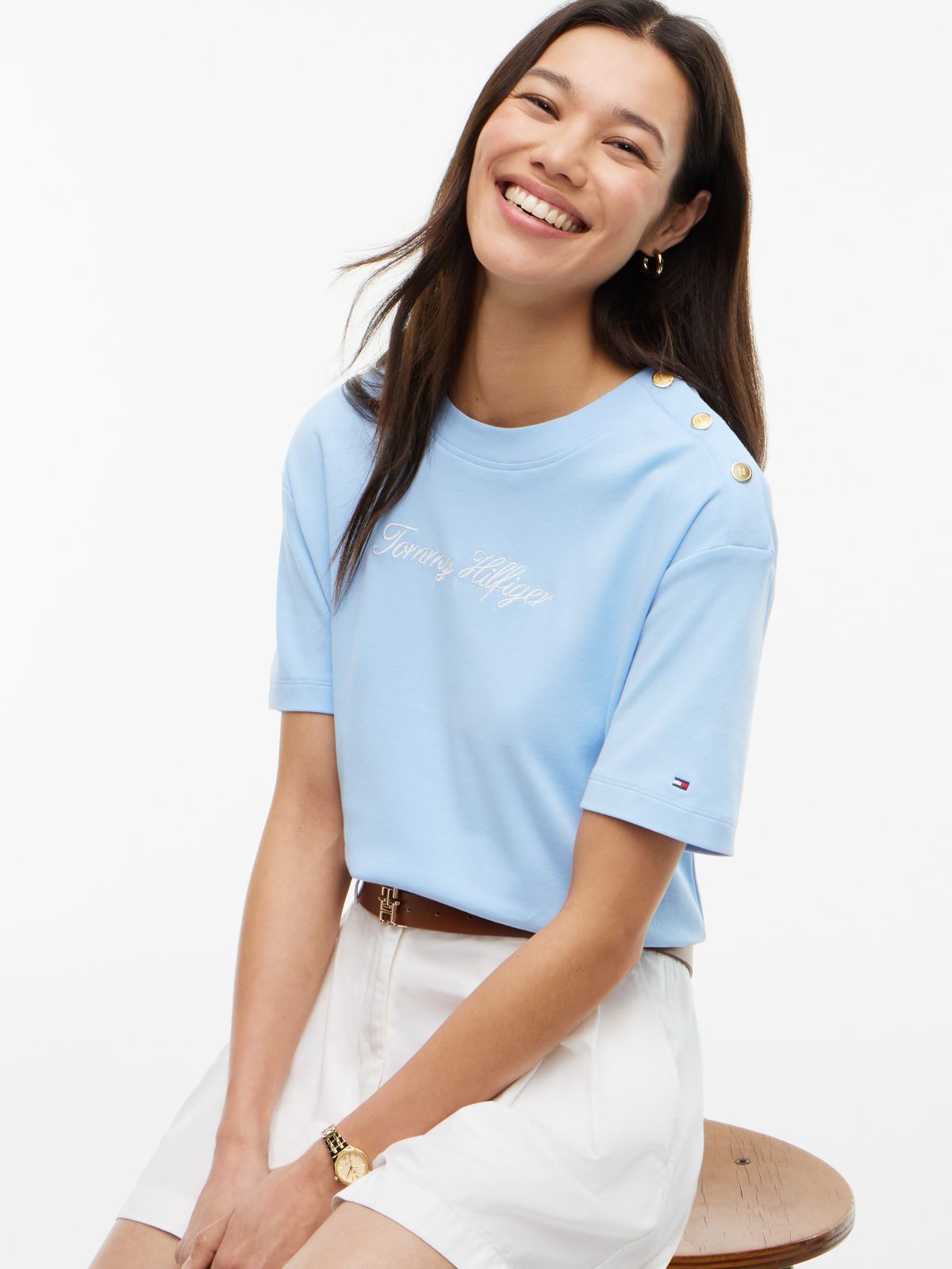 Script Logo Cotton Interlock T-Shirt — Vessel Blue